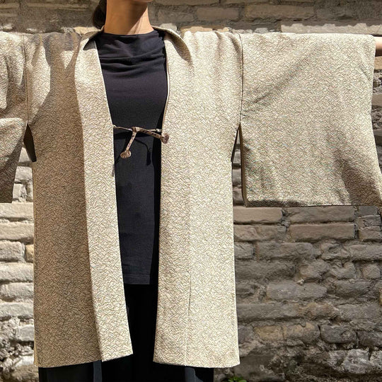 Haori D’Epoca In Seta Giacca Per Kimono Verde-Blu Chiaro - Todoku Japan