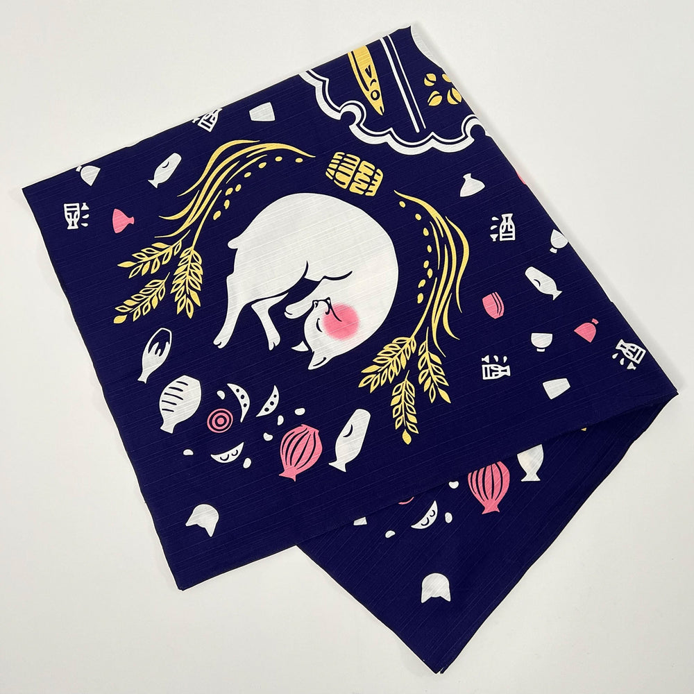 
                  
                    Furoshiki Gatto Ubriaco Con Sake - Kenema (90 x 90 cm) | Todoku Japan. Dettaglio della stampa gatto.
                  
                