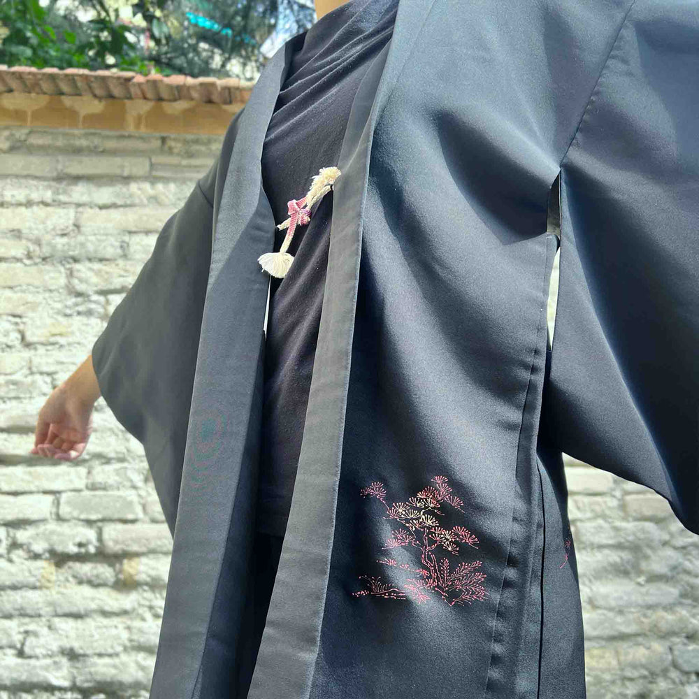 Haori D’Epoca In Seta Giacca Per Kimono Nero - Todoku Japan