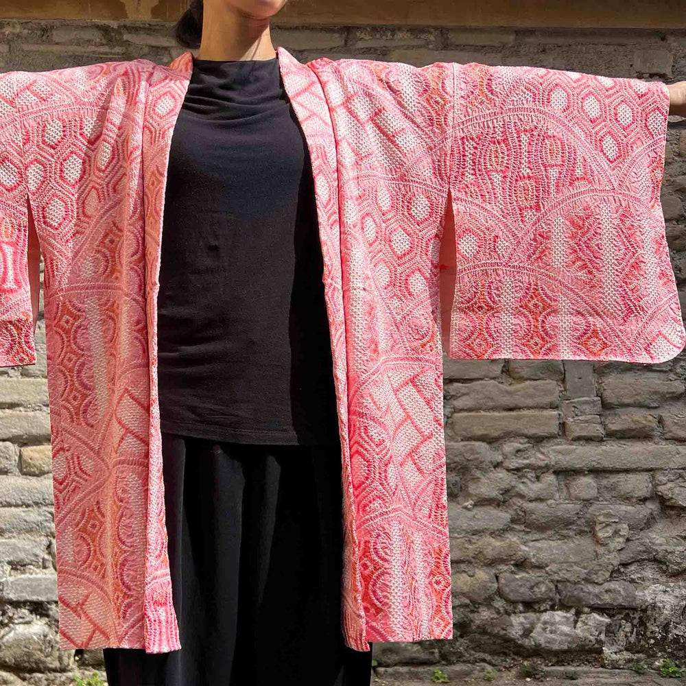 Haori D’Epoca In Seta Giacca Per Kimono Rosa - Todoku Japan