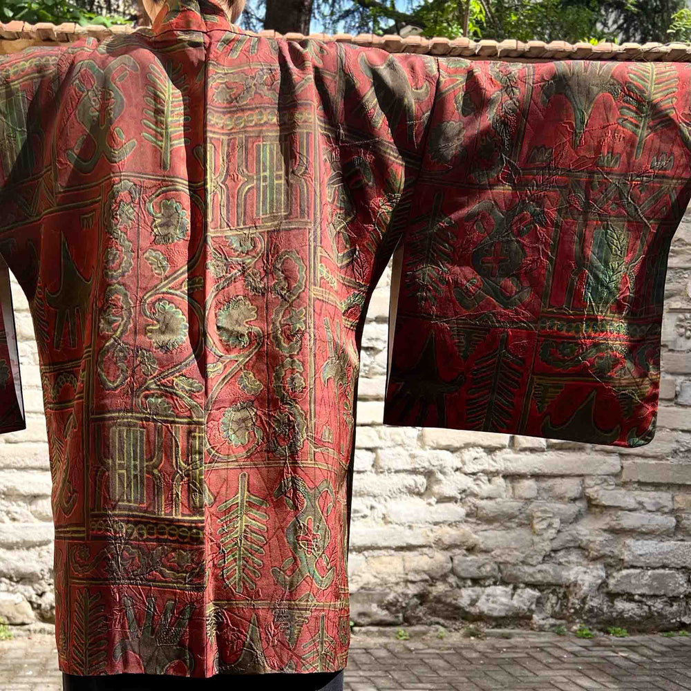 
                  
                    Haori D’Epoca In Seta Giacca Per Kimono Rosso e Verde - Todoku Japan
                  
                
