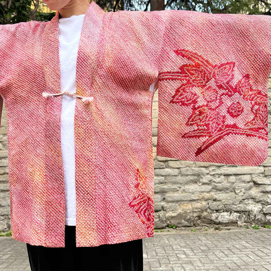 Haori D’Epoca In Seta Giacca Per Kimono Rosso - Todoku Japan